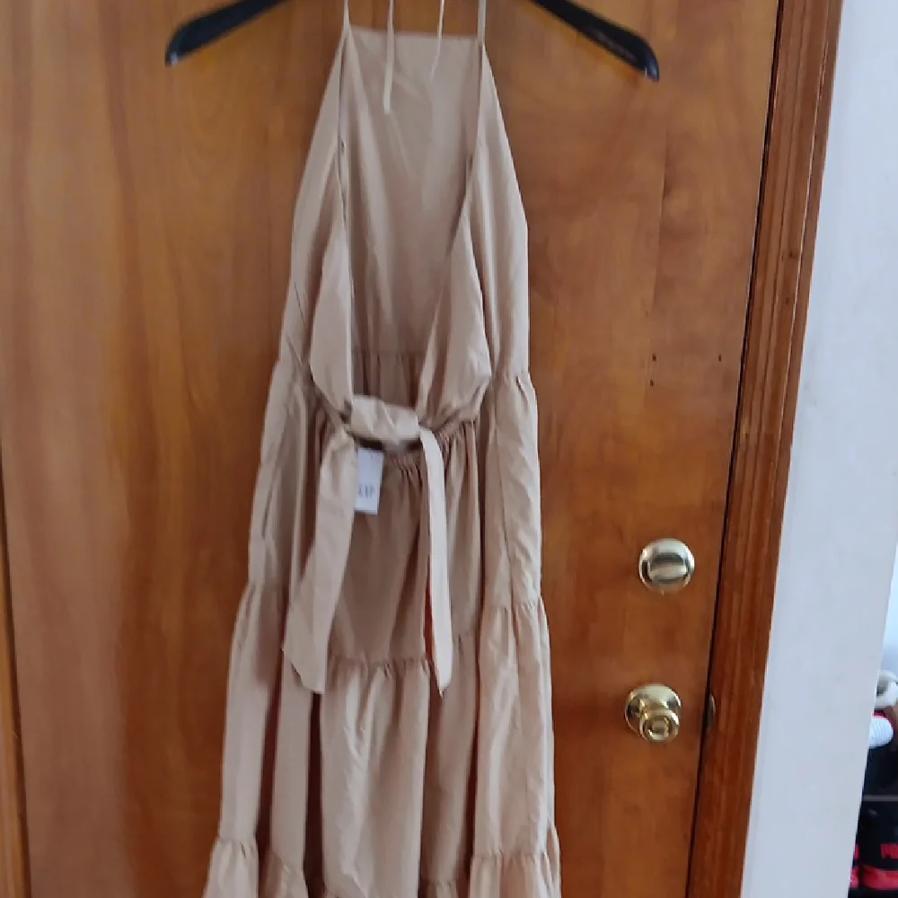 GAP Cream Tan Tiered Halter Maxi Dress - Picture 4 of 4